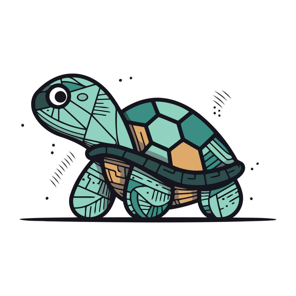 Turtle isolated on white background. Vector illustration in cartoon style.