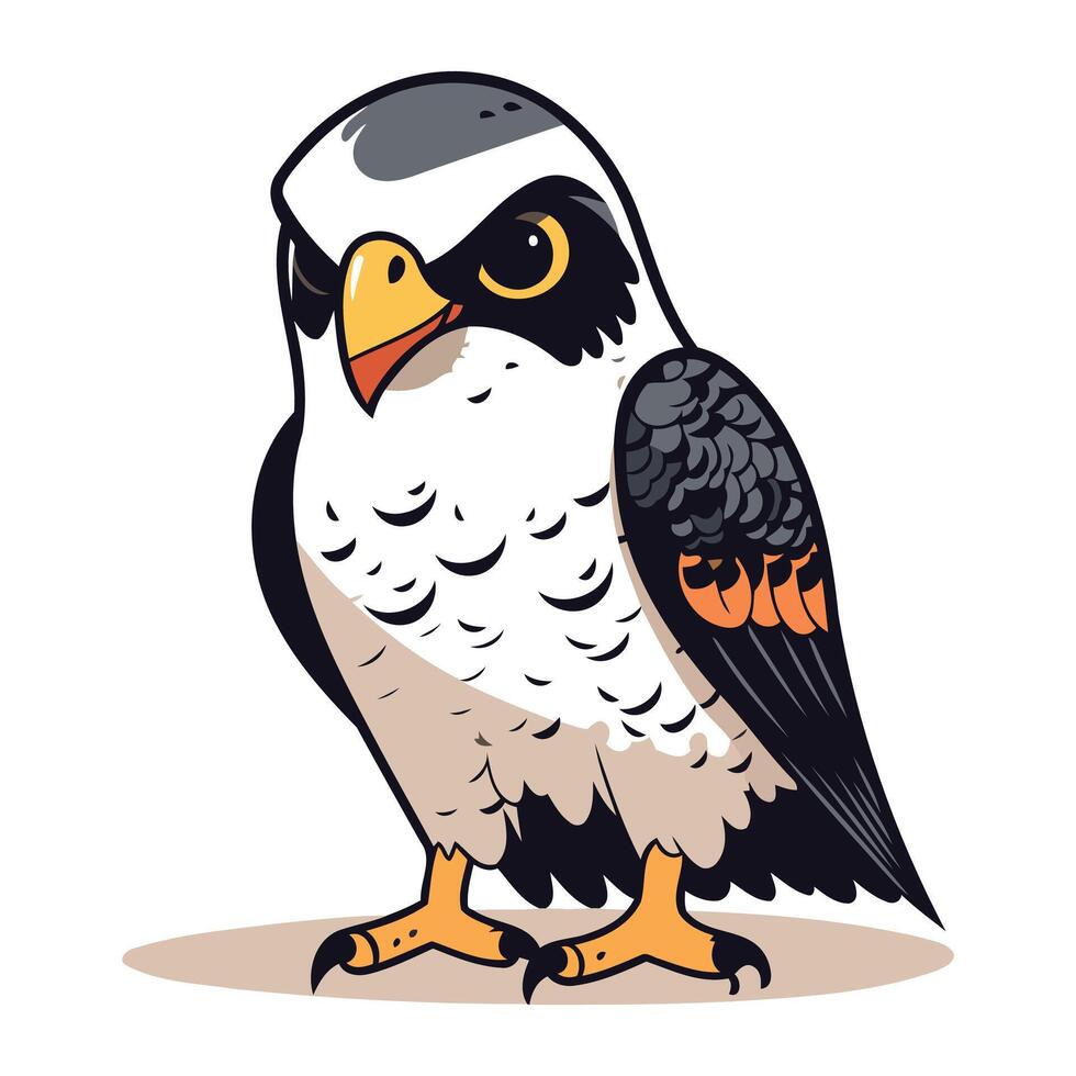 Vector illustration of a hawk on a white background. Side view