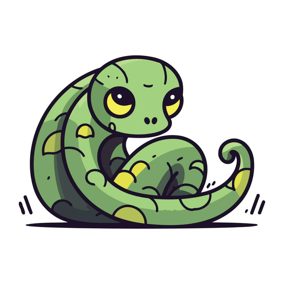 Cute cartoon snake. Vector illustration isolated on a white background.