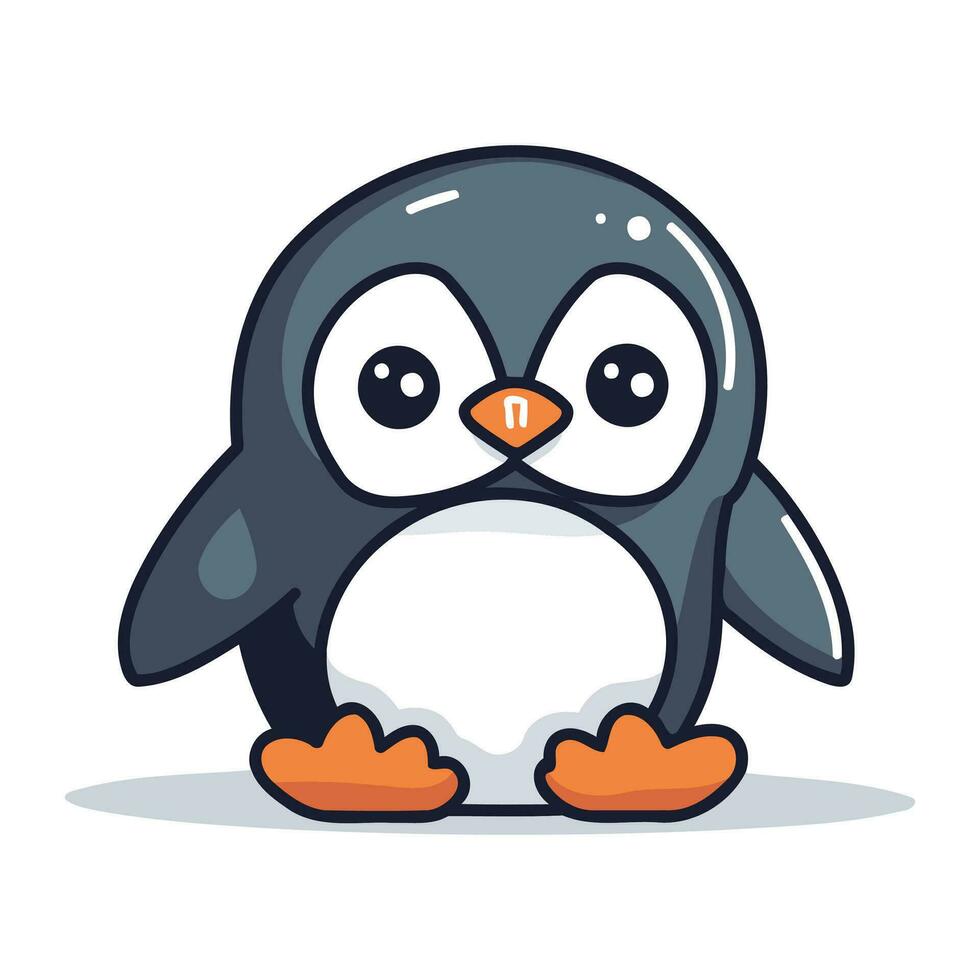Cute penguin cartoon character. Cute animal mascot vector illustration.