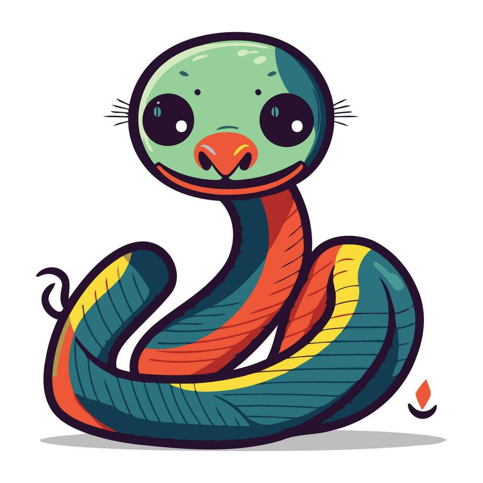 Cute cartoon snake. Vector illustration isolated on a white background.