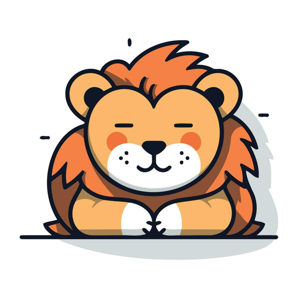 Cute lion cartoon character. Vector illustration in a flat style.