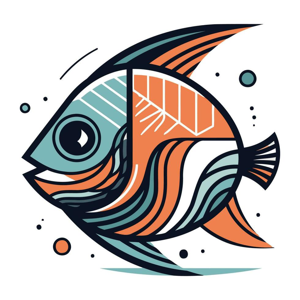 Vector illustration of a stylized fish on a white background. Vector illustration.