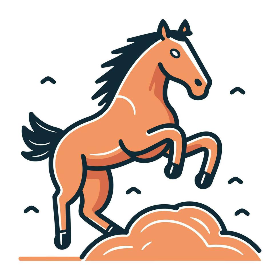 Horse jumping on cloud. Vector illustration of horse jumping on cloud.