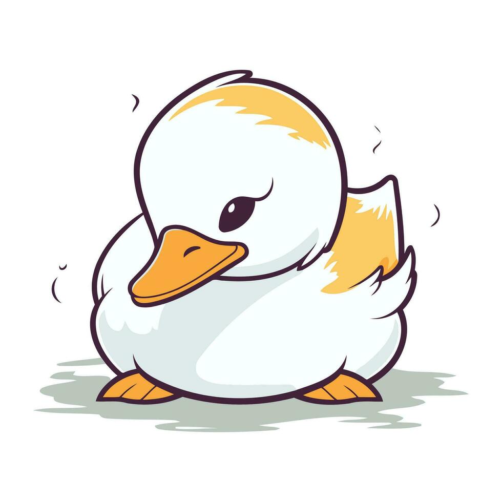 Cute cartoon duckling. Vector illustration isolated on white background.