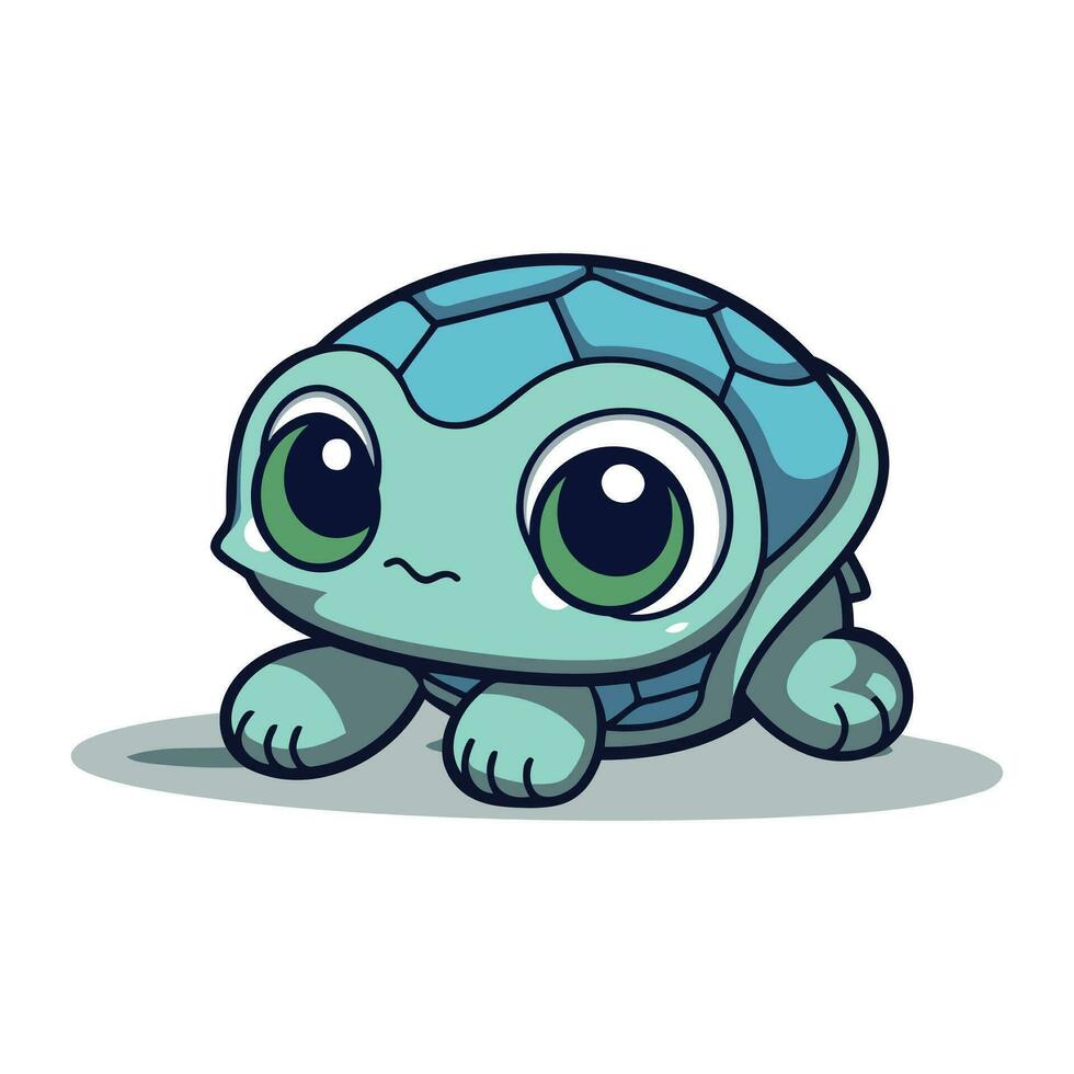 Cute little turtle character cartoon vector illustration. Adorable baby turtle