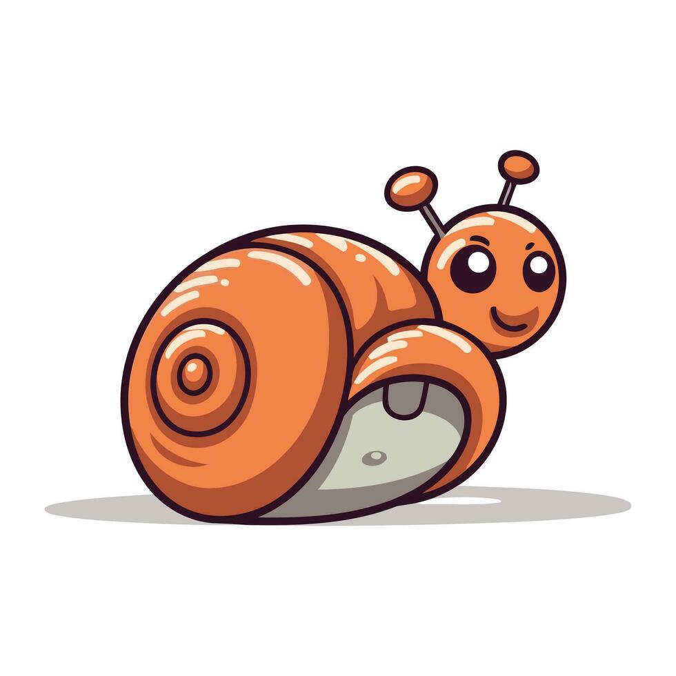 Cute cartoon snail. Vector illustration. Isolated on white background.