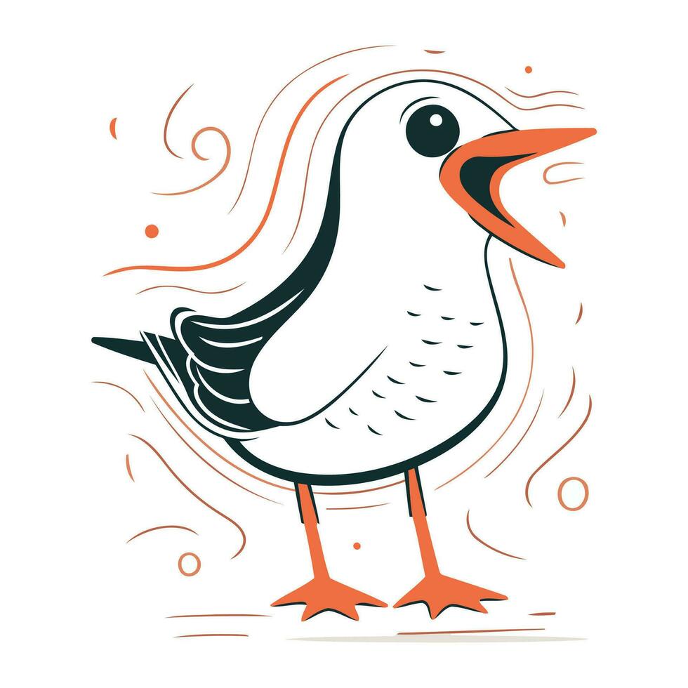 vector ilustración de un linda Gaviota en un blanco antecedentes.