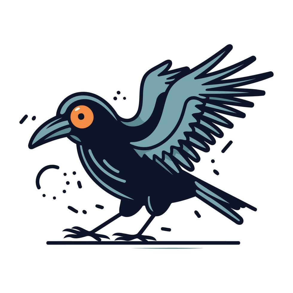 Crow bird. Vector illustration isolated on white background. Flat style.