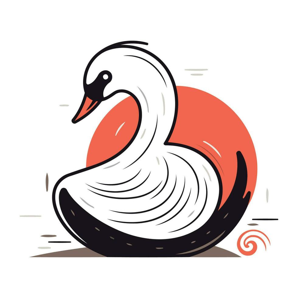 Swan on a white background. Vector illustration in flat style.