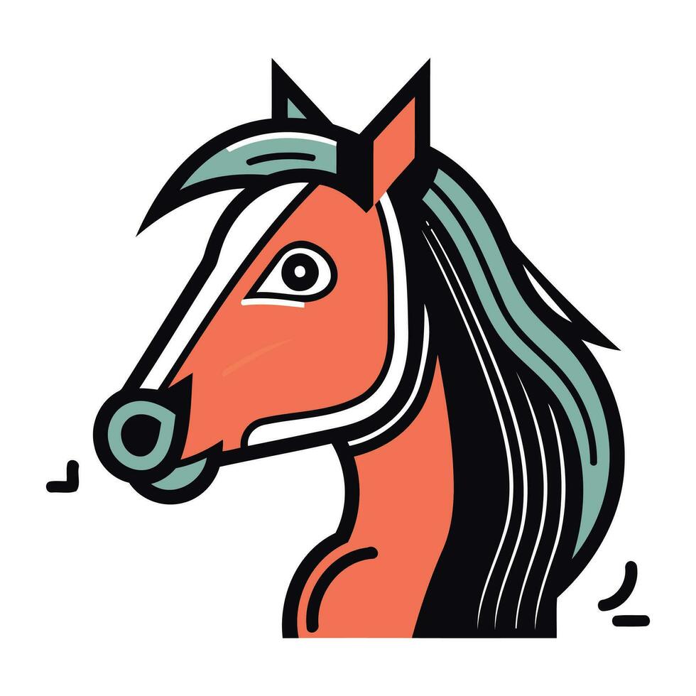 caballo cabeza aislado en blanco antecedentes. vector ilustración en plano estilo.