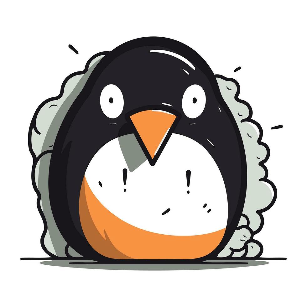 Cute penguin cartoon. Vector illustration isolated on white background.