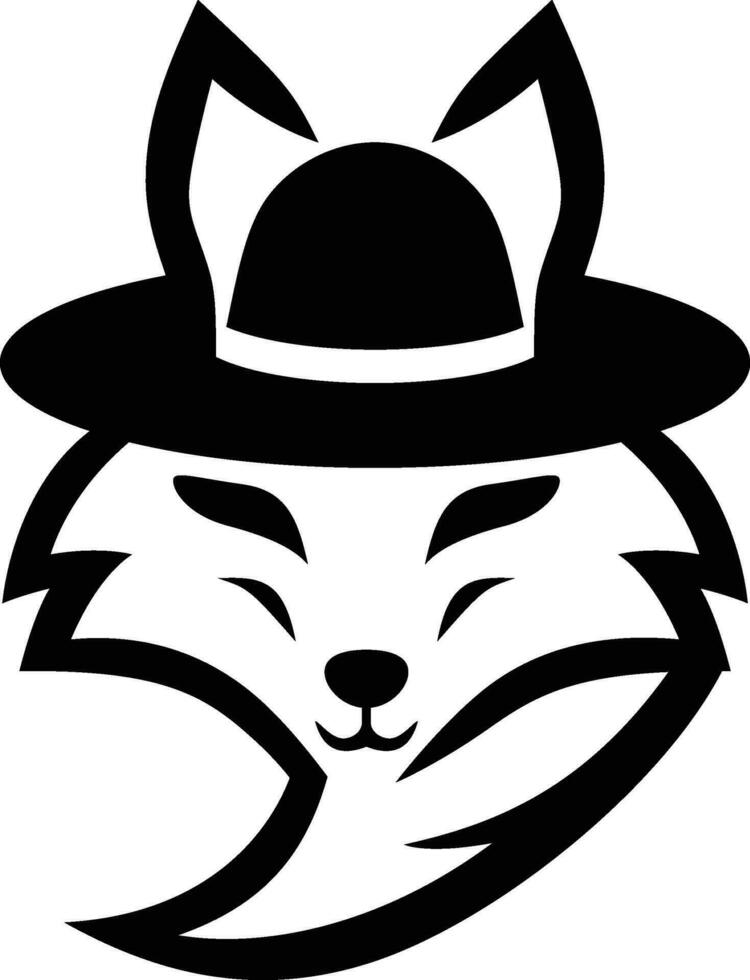 Fox in hat simple company logo template vector symbol, Fox wearing a hat clip art , graphic, icon stock vector image