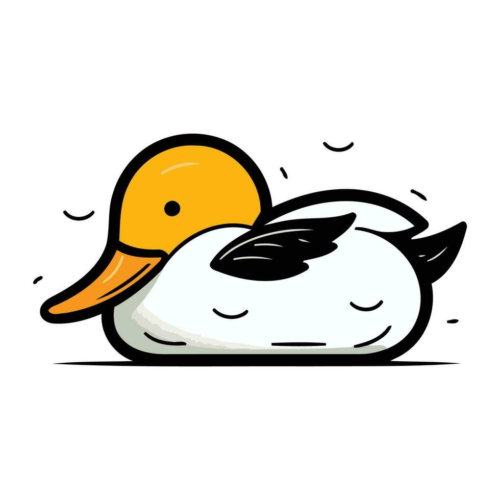 Vector illustration of a cute cartoon duck. Isolated on white background.