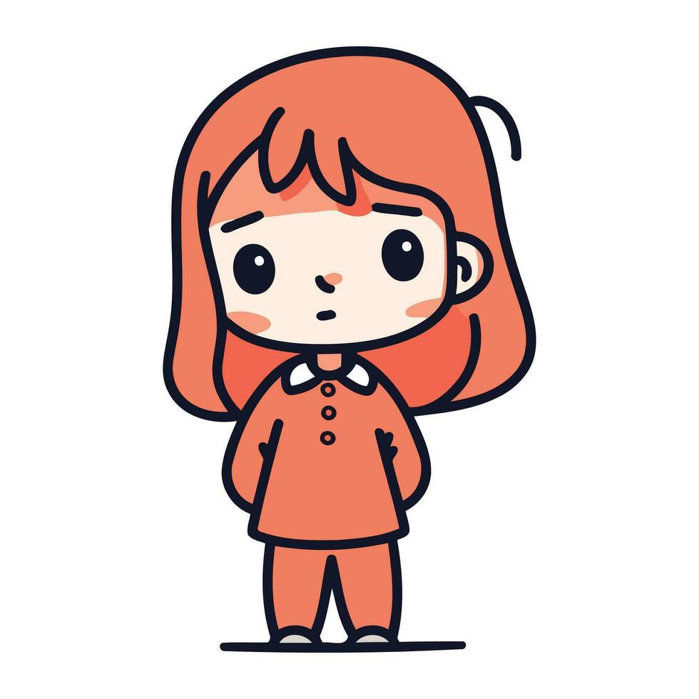 Cute little girl cartoon character. Vector illustration in flat design.