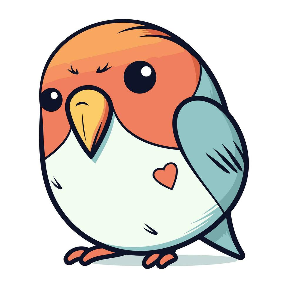 Cute cartoon bird. Vector illustration isolated on a white background.