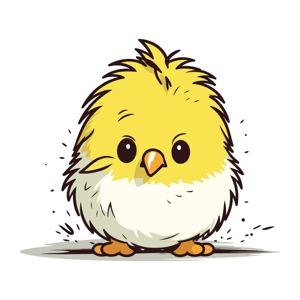 Cute little chick isolated on white background. Vector cartoon illustration.