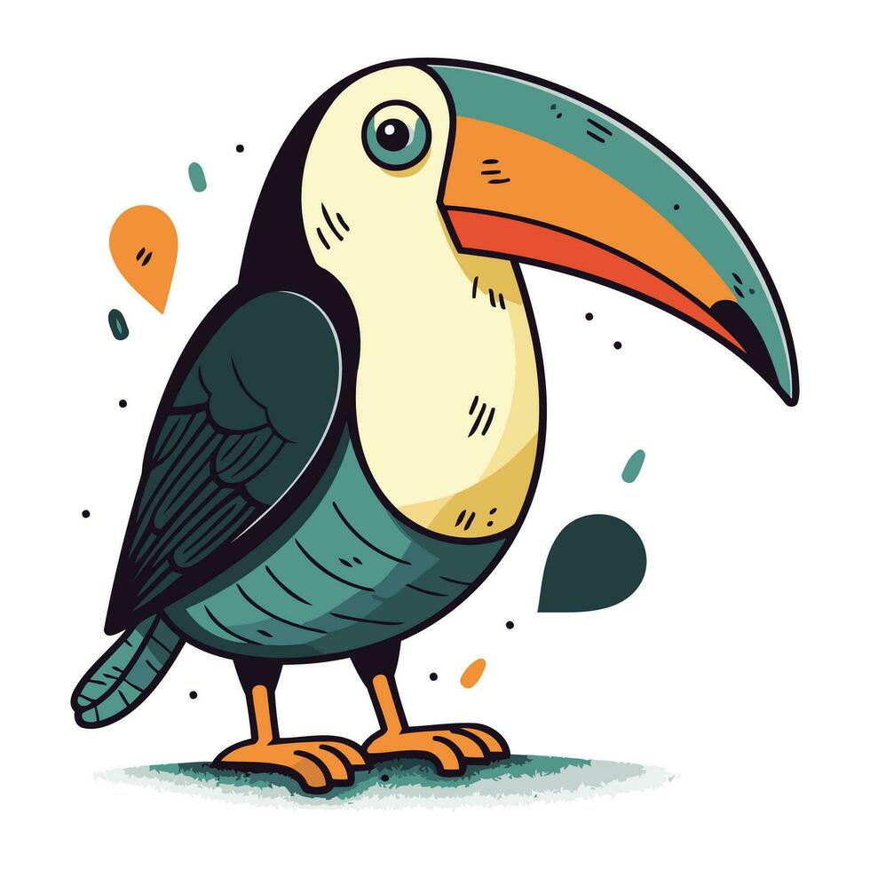 Cute hand drawn toucan. Vector illustration isolated on white background.