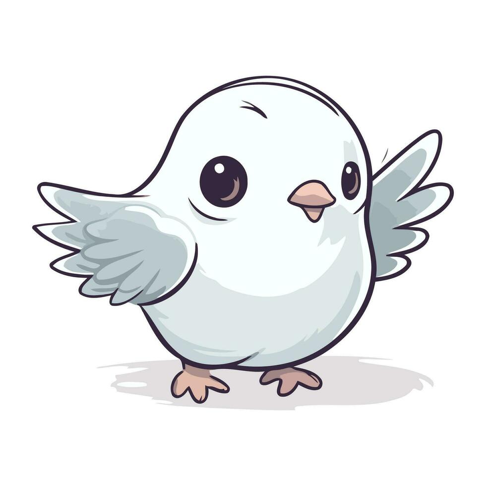 Illustration of a Cute White Bird with Wings and Feathers vector