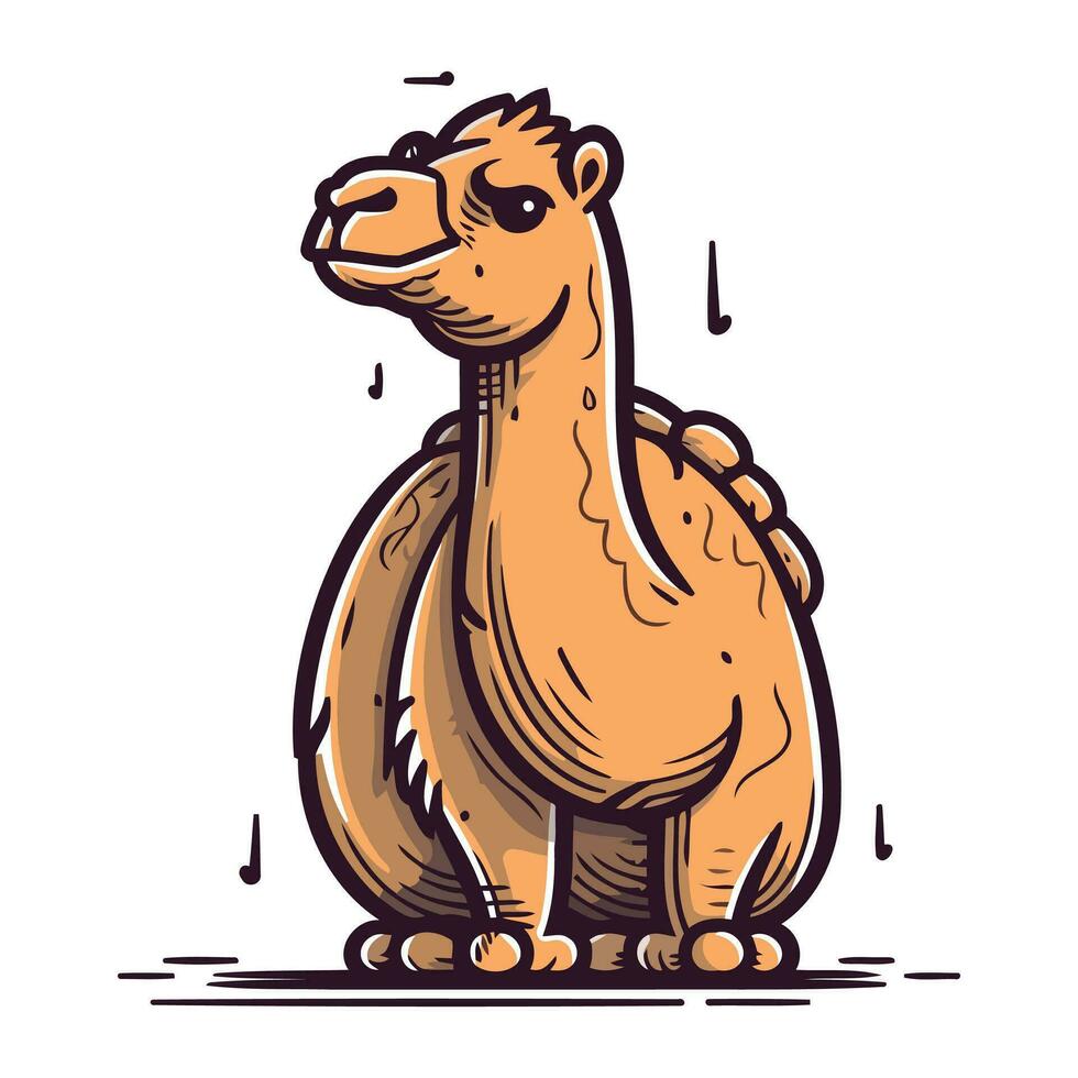 Camel. Vector illustration isolated on white background. Cartoon style.