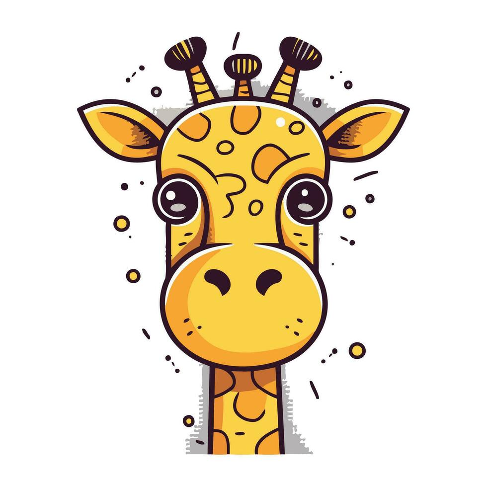 Giraffe head vector illustration. Cute cartoon animal character.