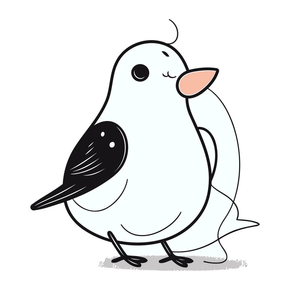 Cute cartoon bird on a white background. Vector illustration. EPS 10