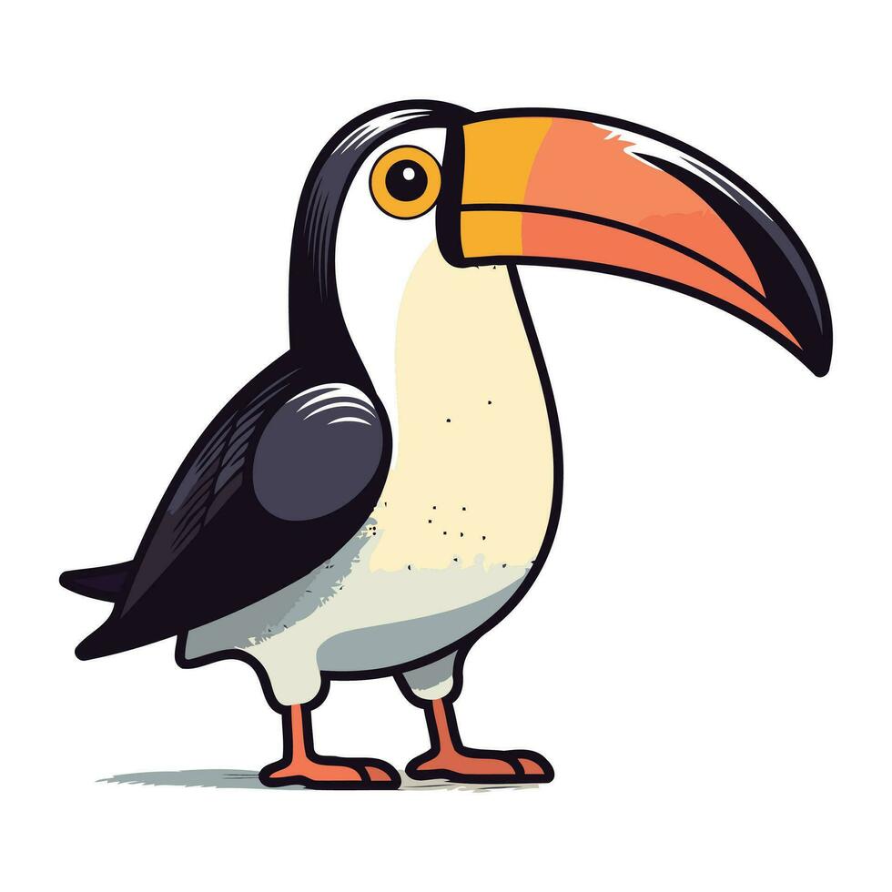 Toucan bird cartoon vector illustration isolated on a white background.