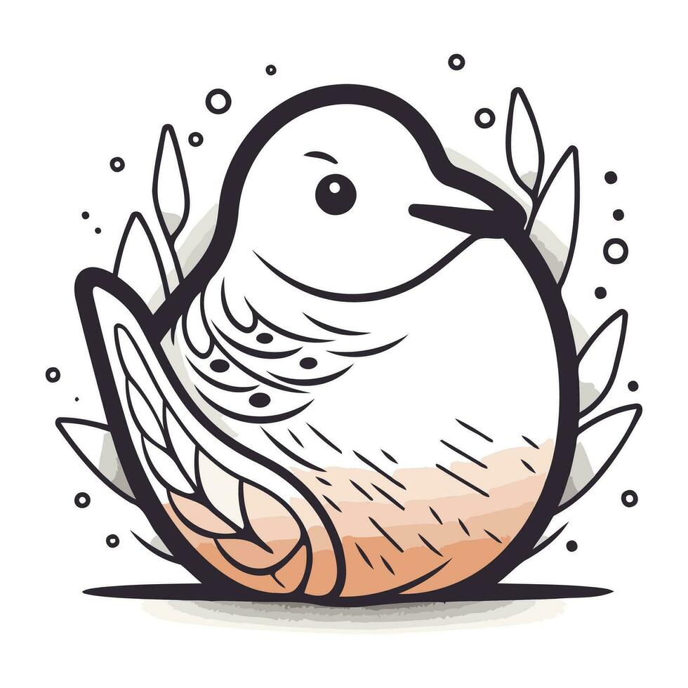 Vector illustration of a cute bird on a white background. Vector illustration.
