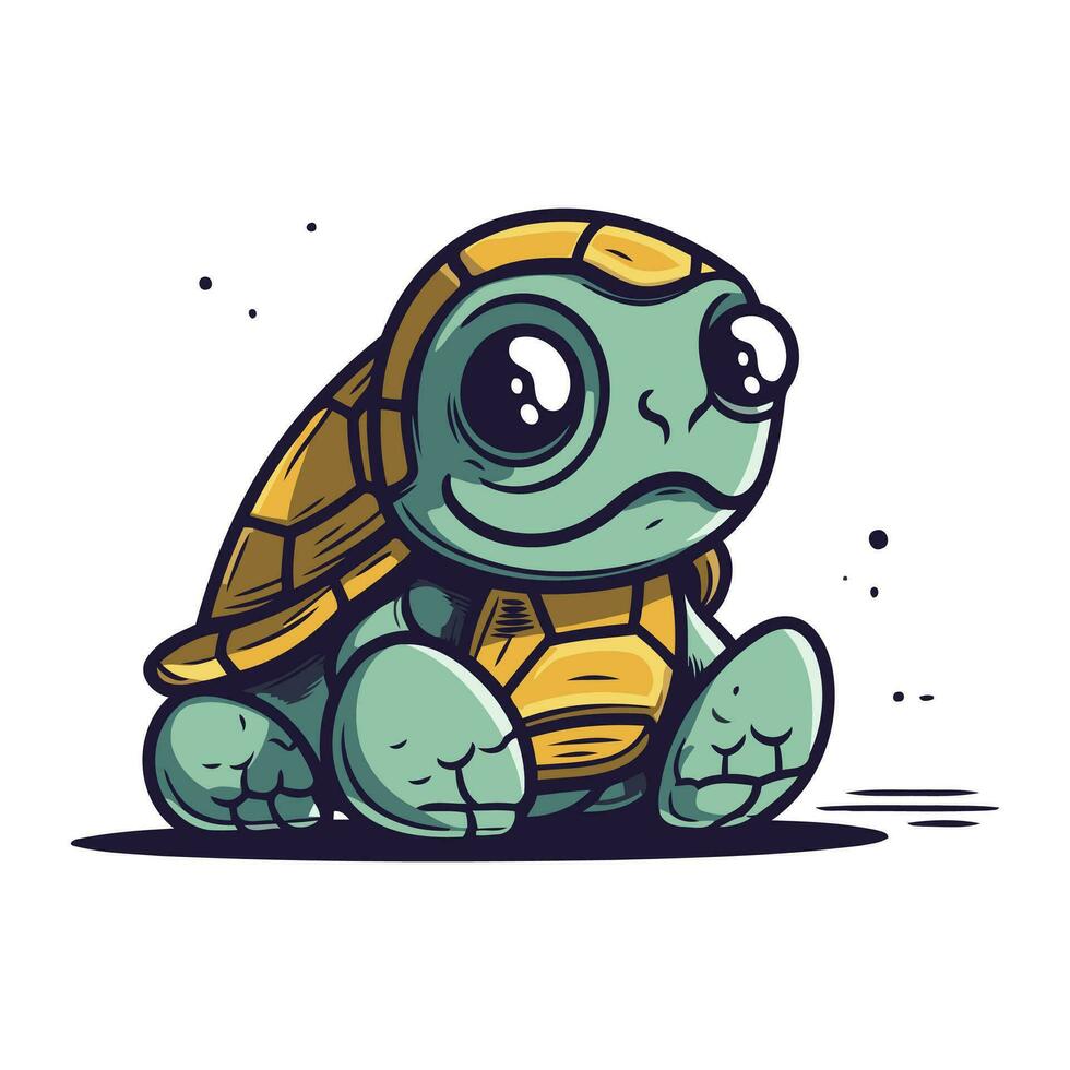 Cute cartoon turtle. Vector illustration isolated on a white background.