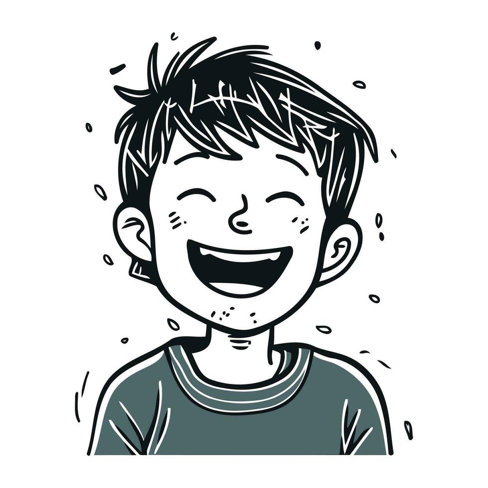 Smiling boy face. Vector illustration in doodle style.