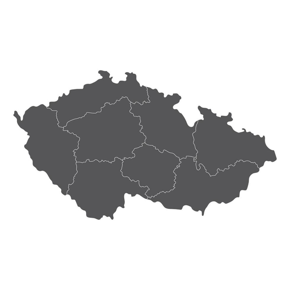 Czechia map. Map of Czech Republic in main regions vector