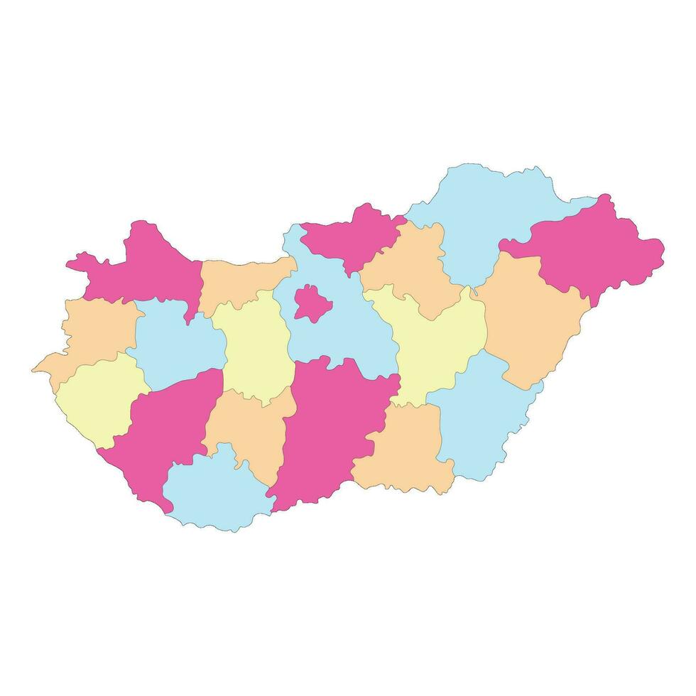 Hungary map. Map of Hungary in administrative regions vector