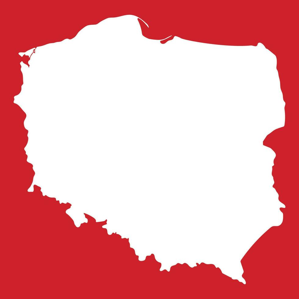 Poland map. Map of Poland in high details on red color vector