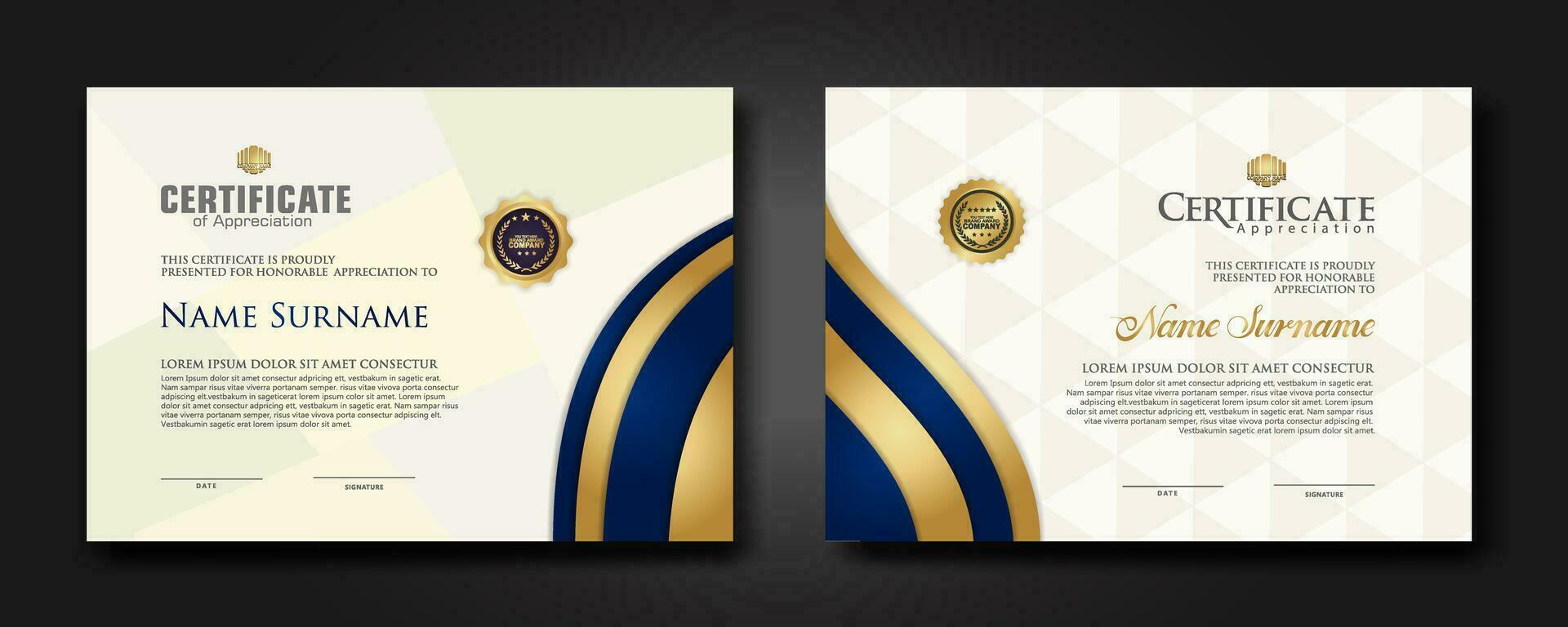 Set luxury certificate template vector