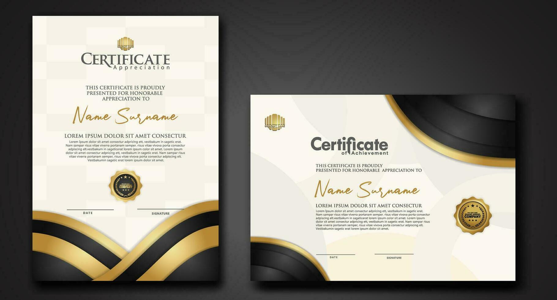 Set Luxury Certificate template vector