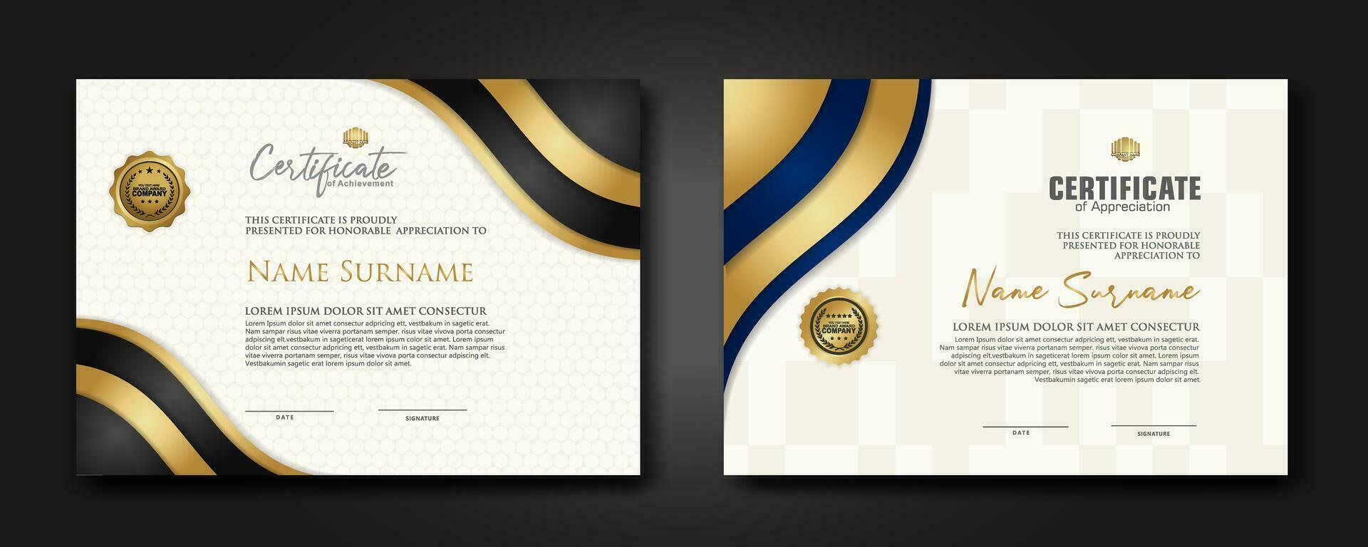 Set luxury certificate template vector