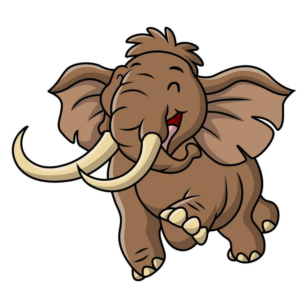 Cute mammoth cartoon on white background vector