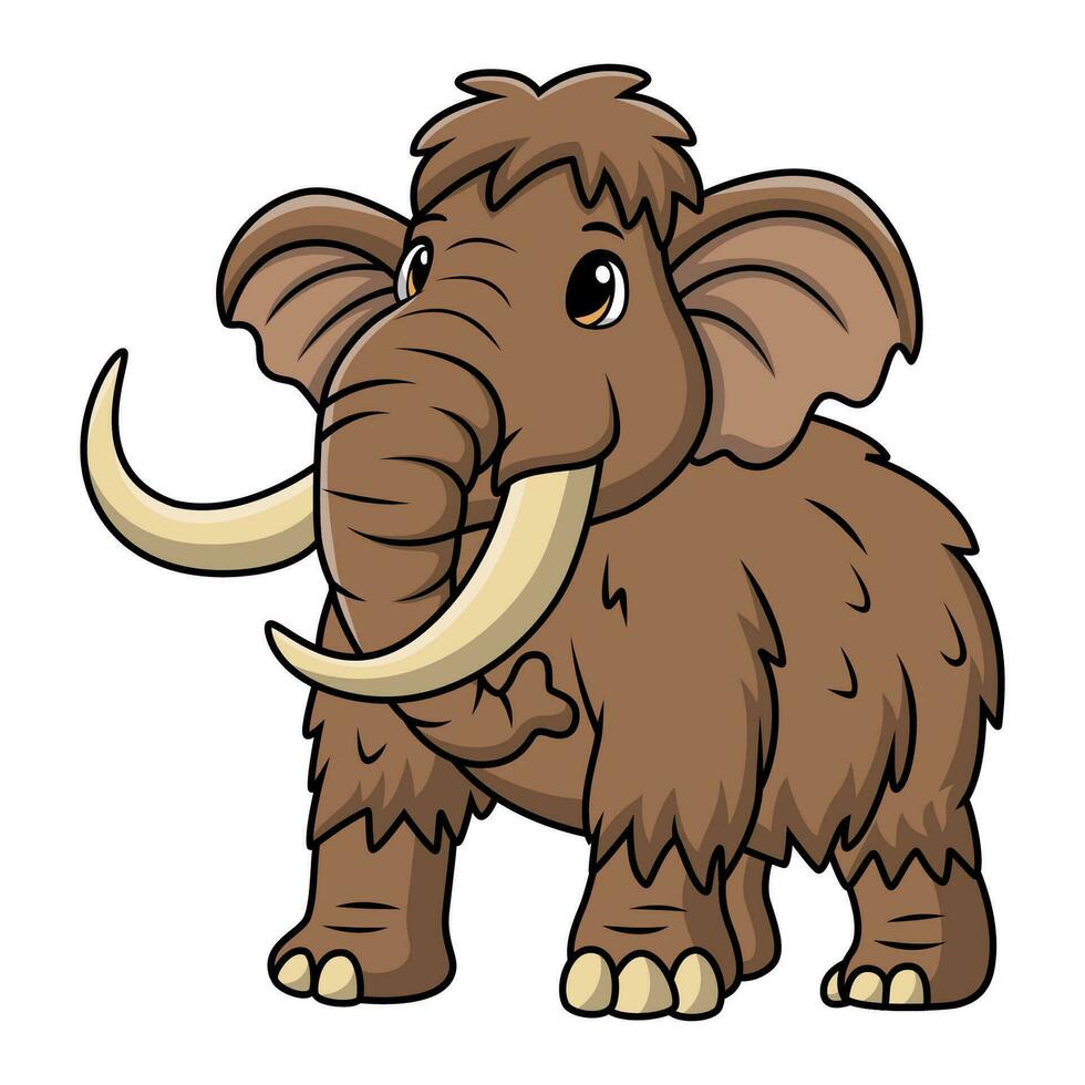 Cute mammoth cartoon on white background vector