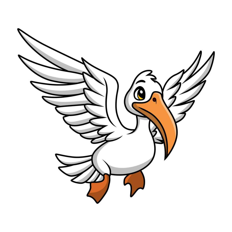 Cute pelican cartoon on white background vector