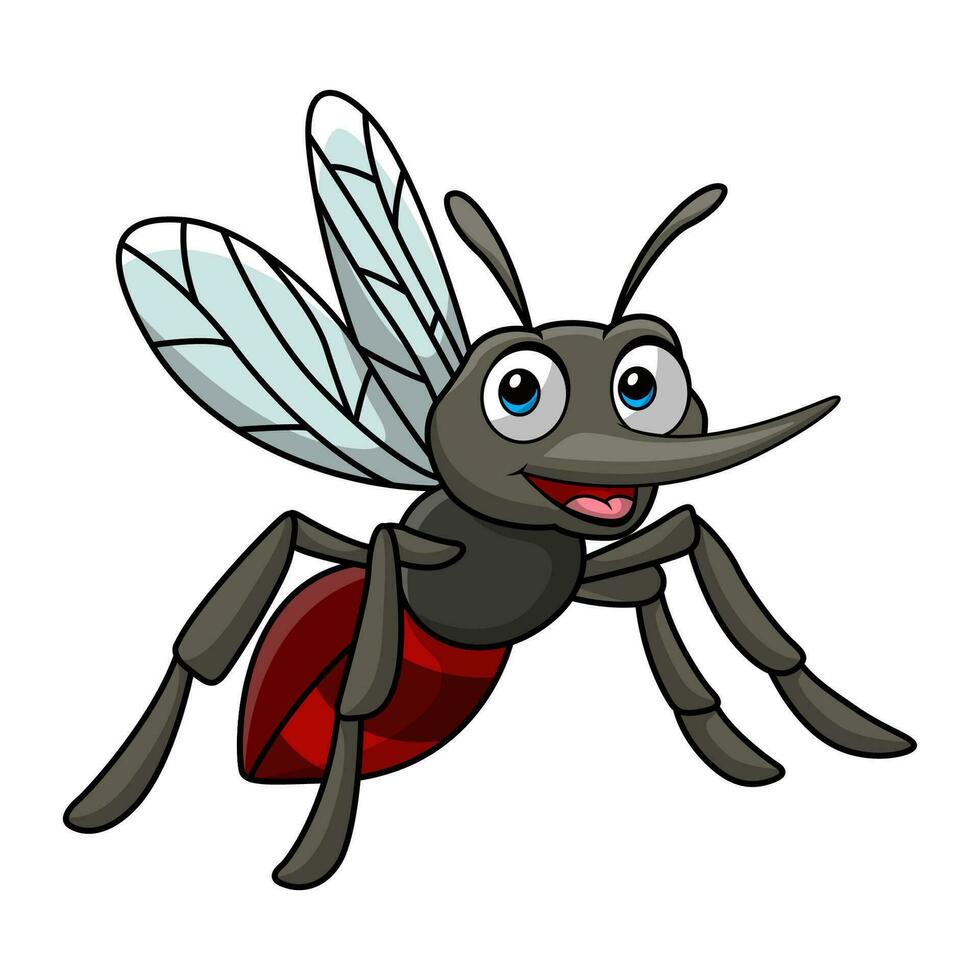 Cute mosquito cartoon on white background vector