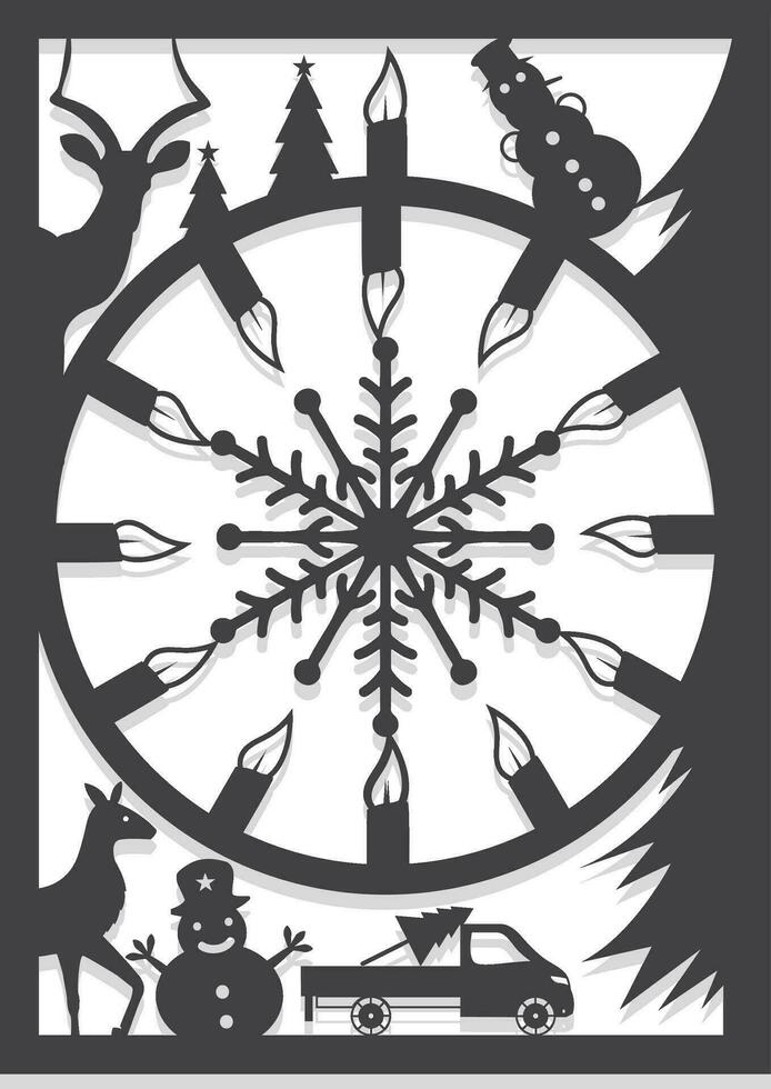 Christmas panel wall decor design vector