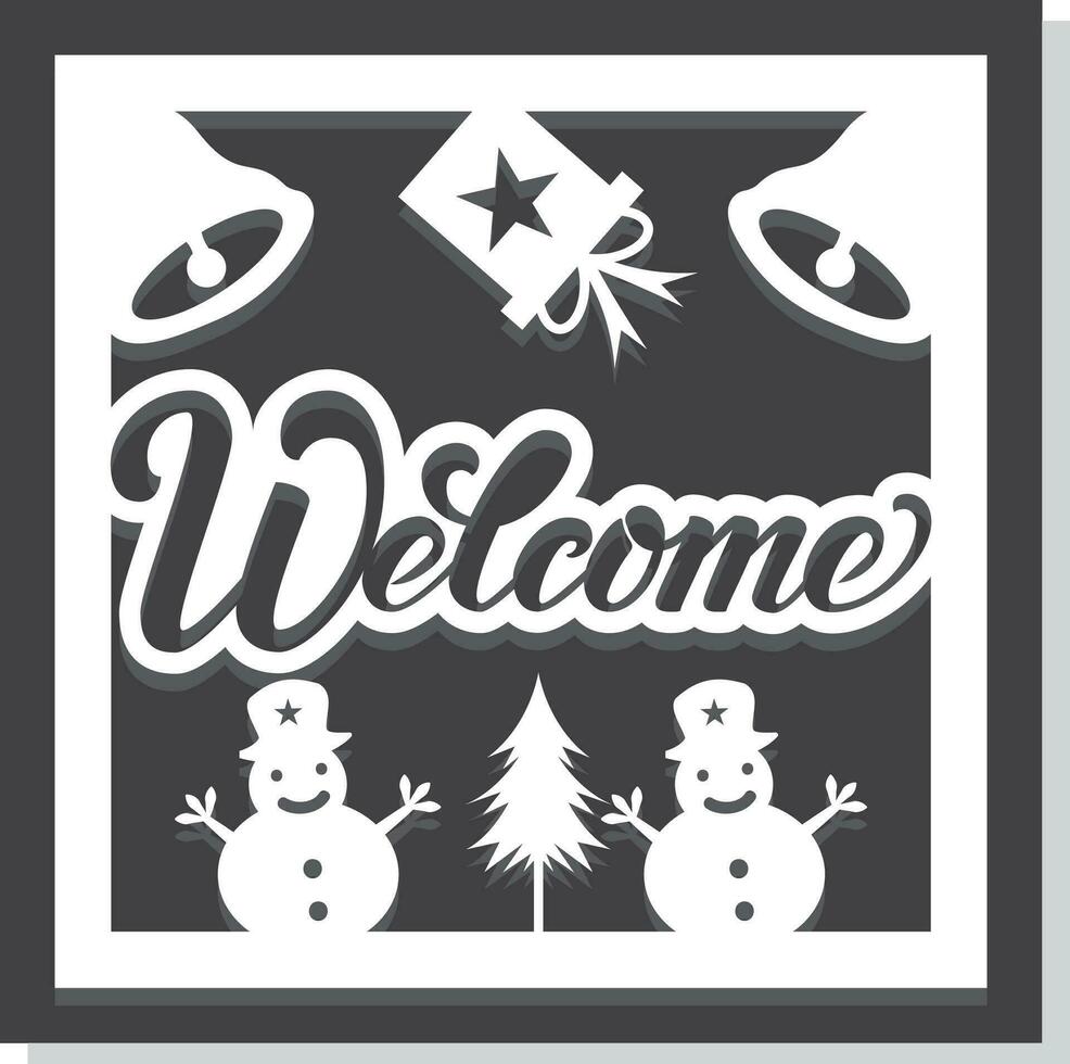 Merry christmas wooden Welcome sign  cute collection vector