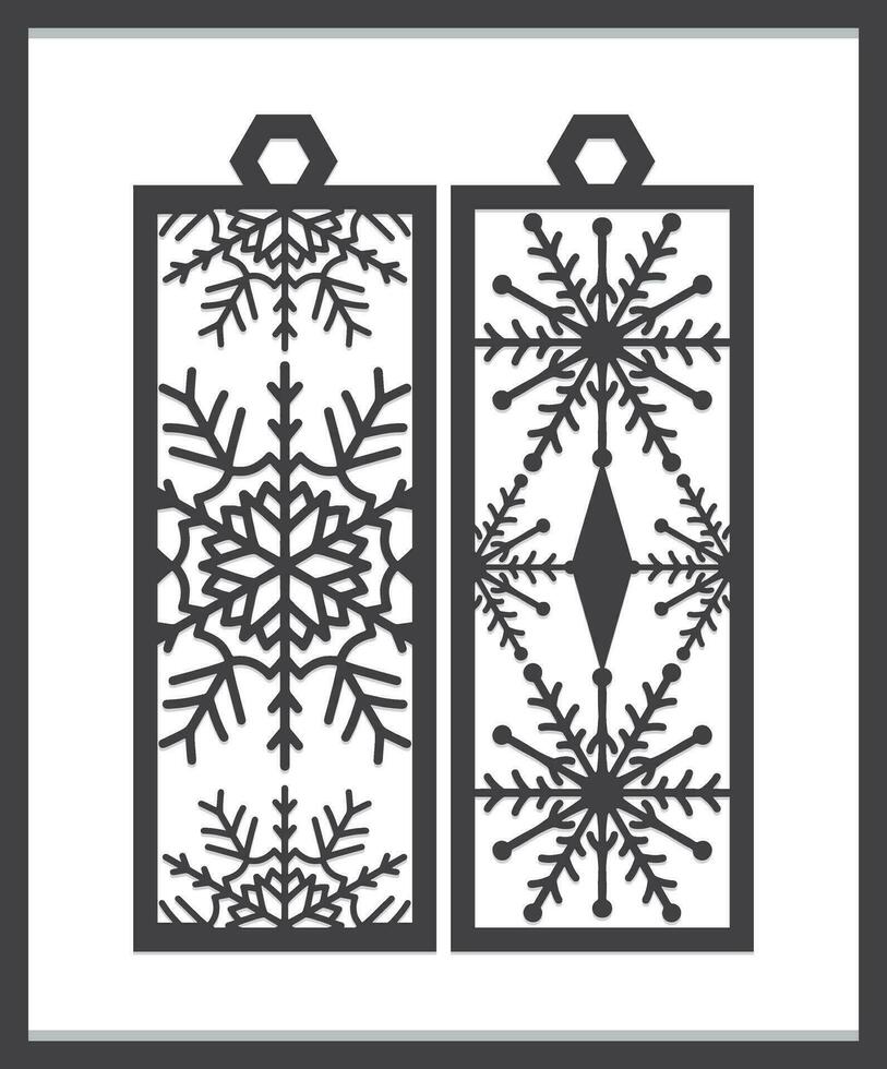 Christmas Bookmark Laser Cut set, vector