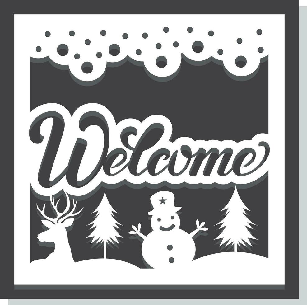 Merry christmas wooden Welcome sign  cute collection vector