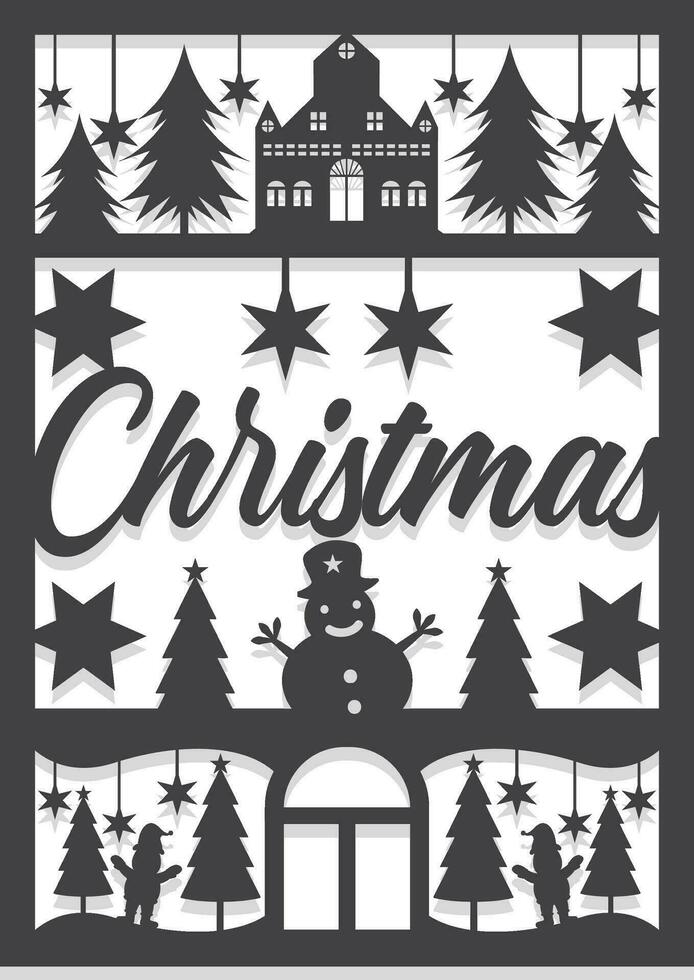 Christmas panel wall decor design vector