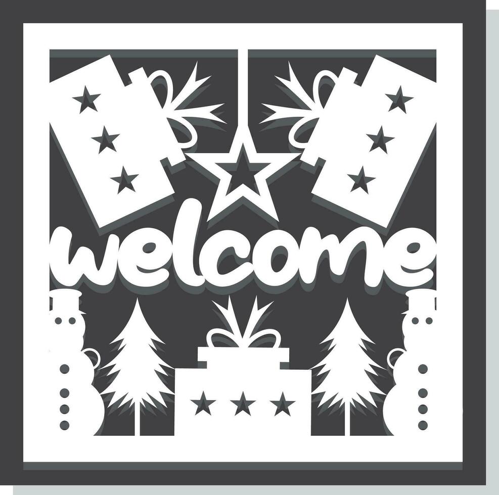 Merry christmas wooden Welcome sign  cute collection vector