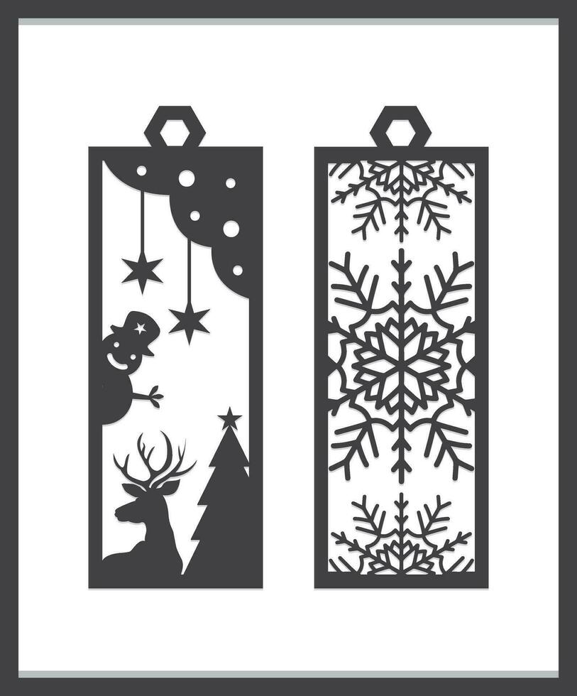 Christmas Bookmark Laser Cut set, vector