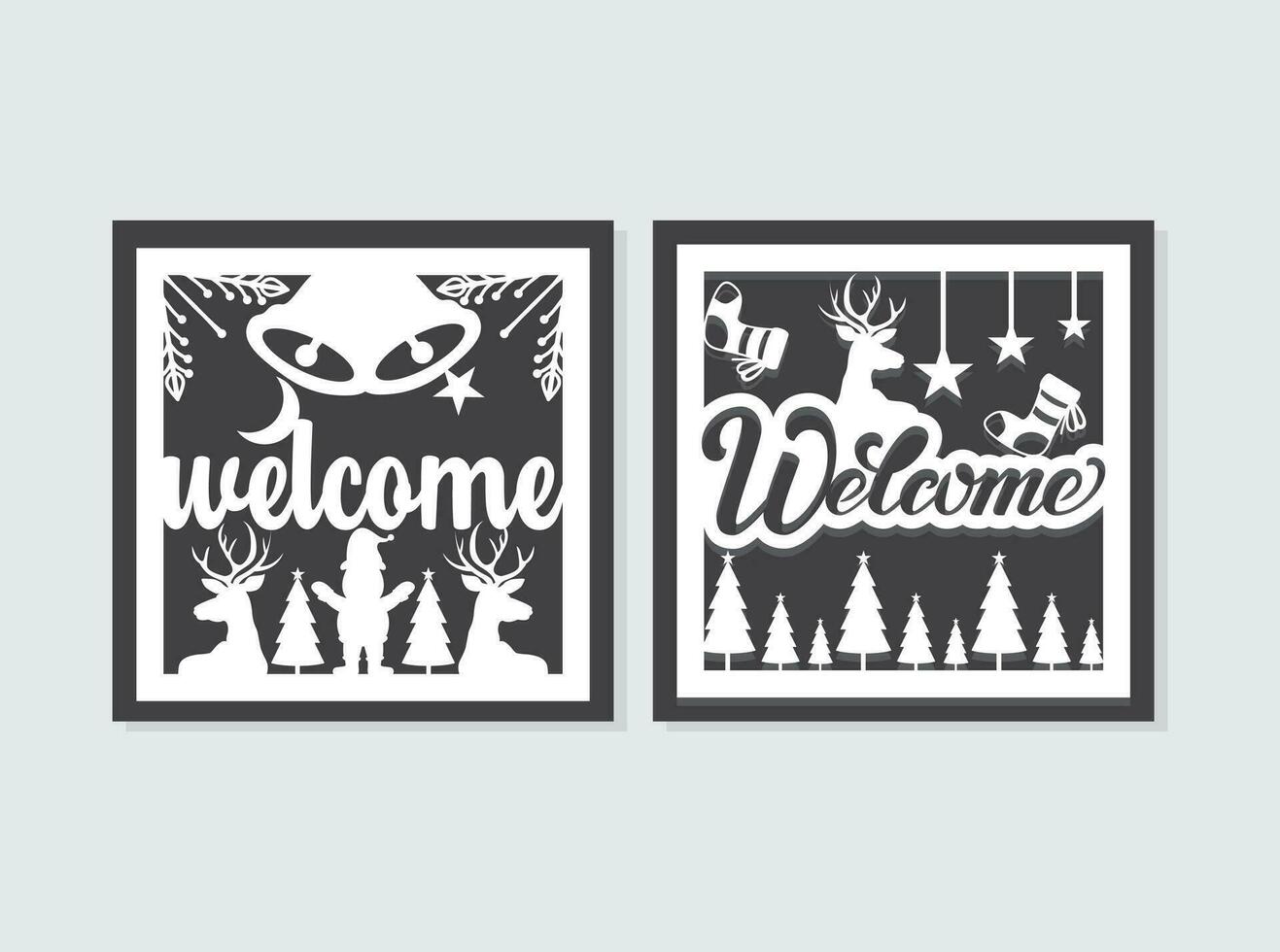 Merry christmas wooden Welcome sign  cute collection vector