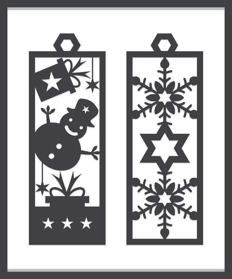 Christmas Bookmark Laser Cut set, vector