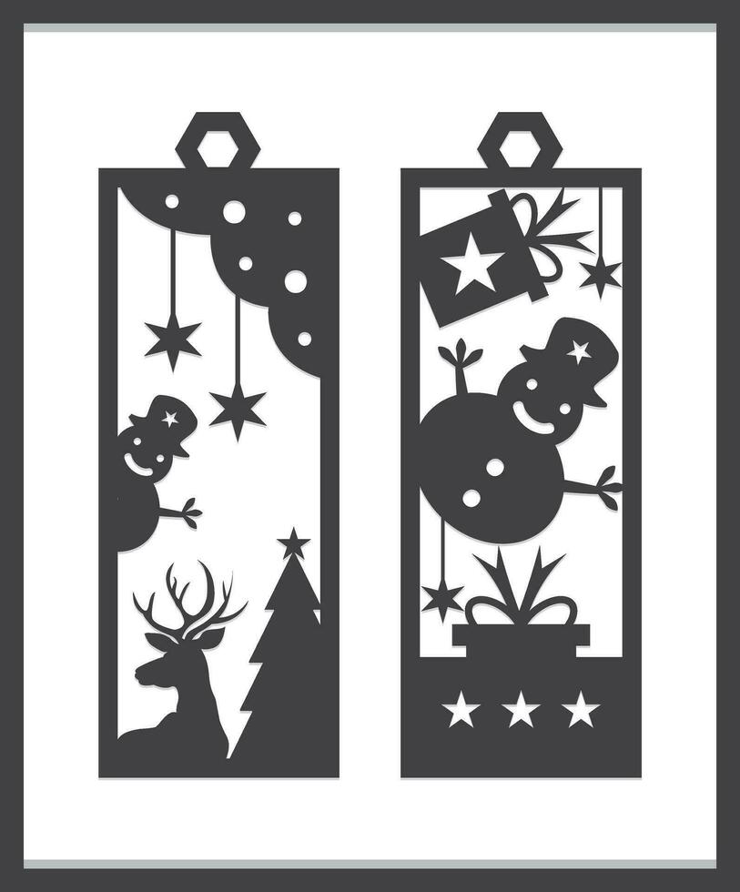 Christmas Bookmark Laser Cut set, vector